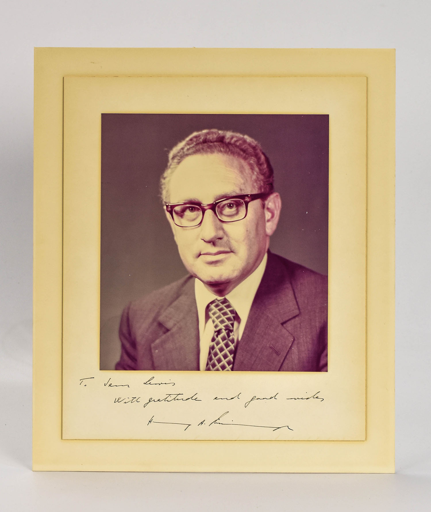 Henry Kissinger Inscribed Signed Photo to Sam Lewis