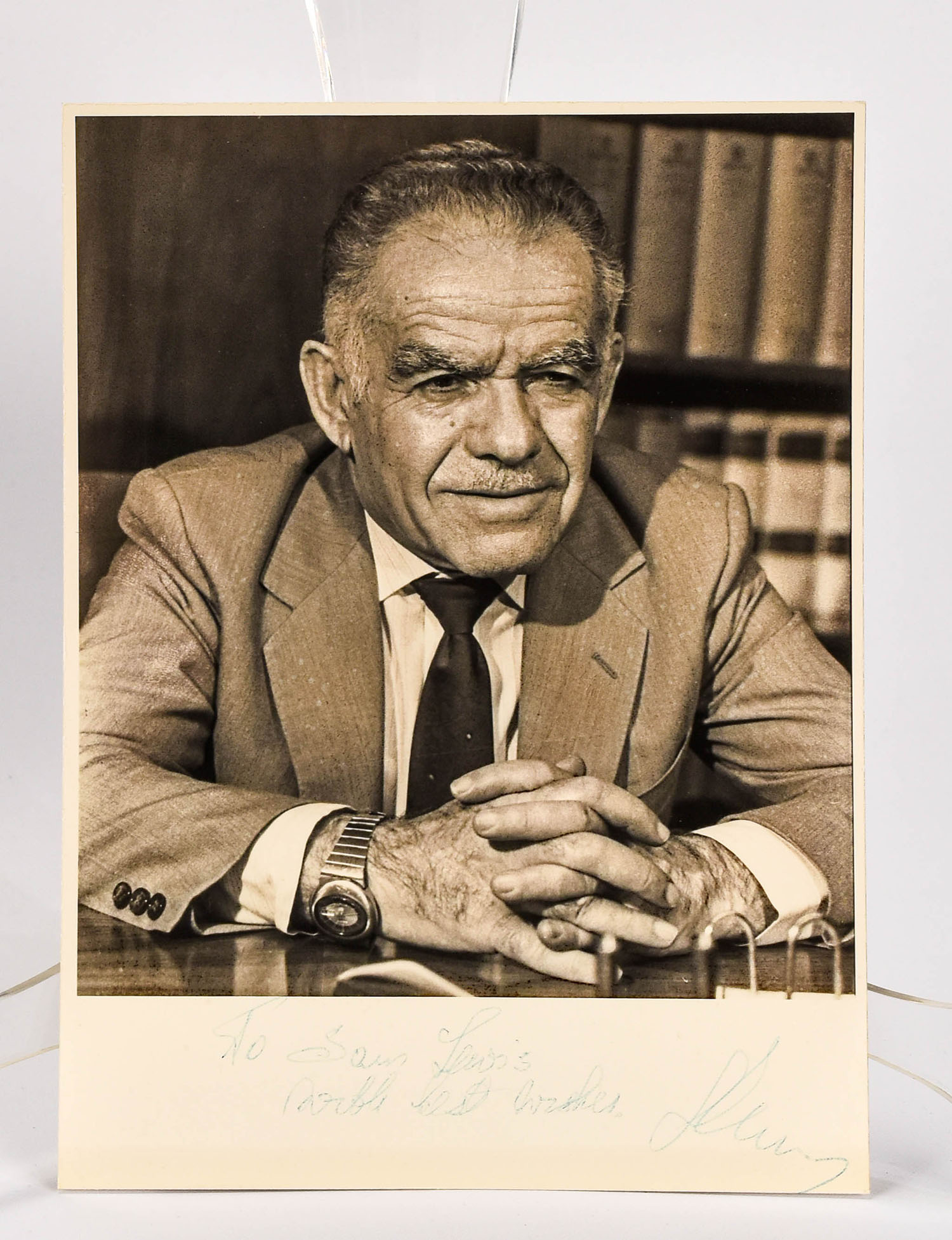 Yitzhak Shamir Inscribed Signed Photo to Sam Lewis