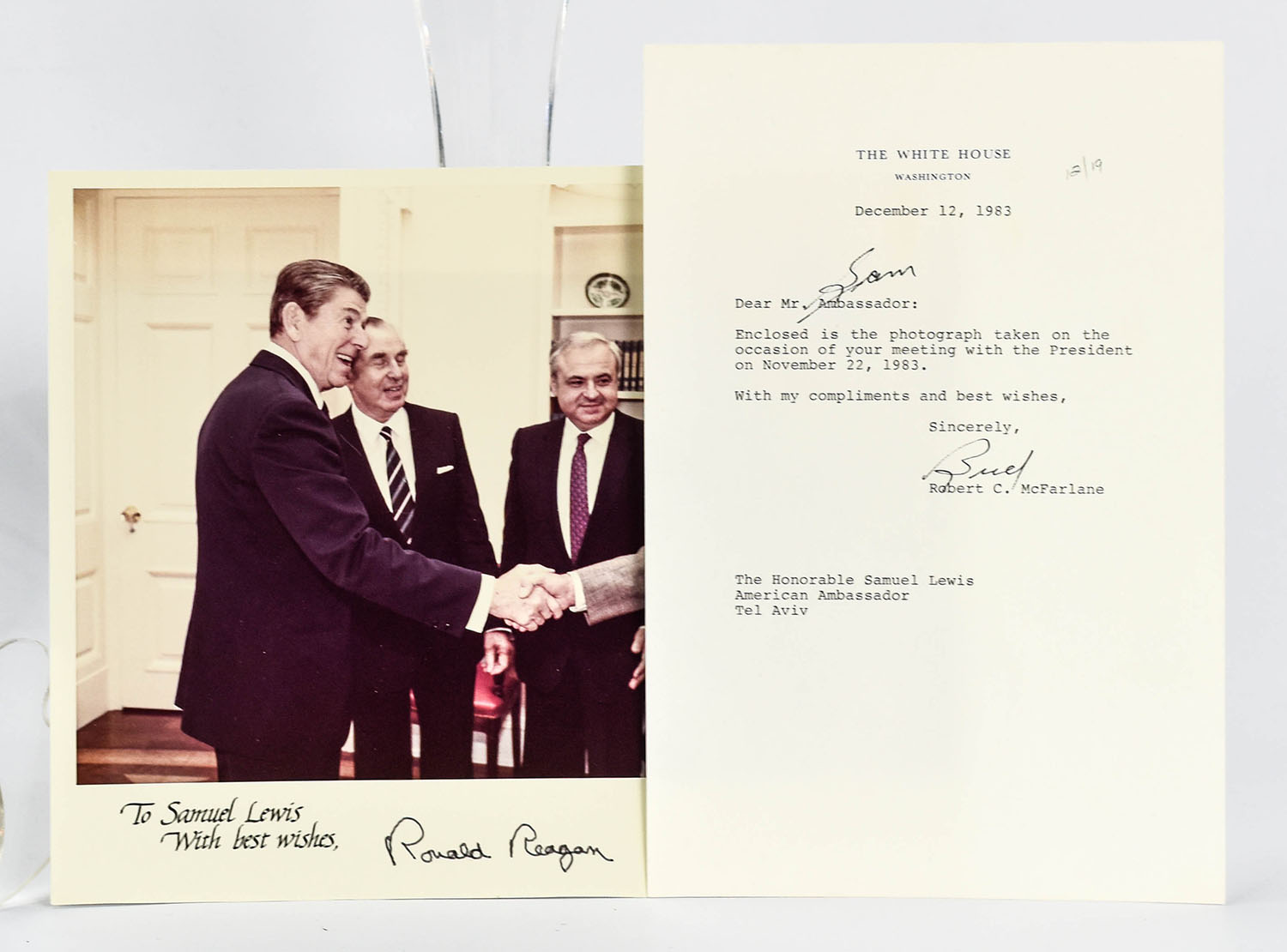 President Ronald Reagan Ink Signed Photo Sam Lewis