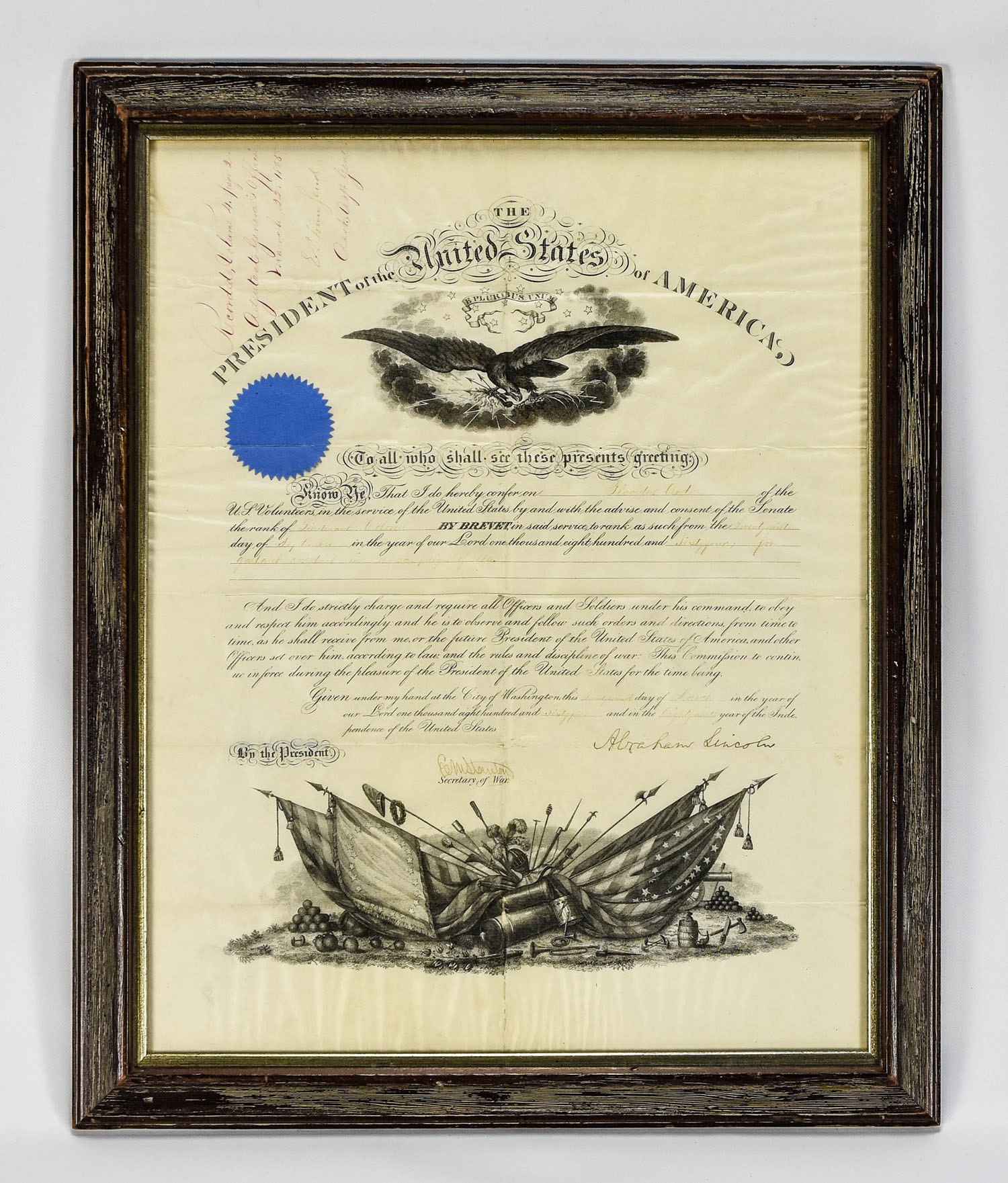 1865 Abraham Lincoln Signed Military Commission