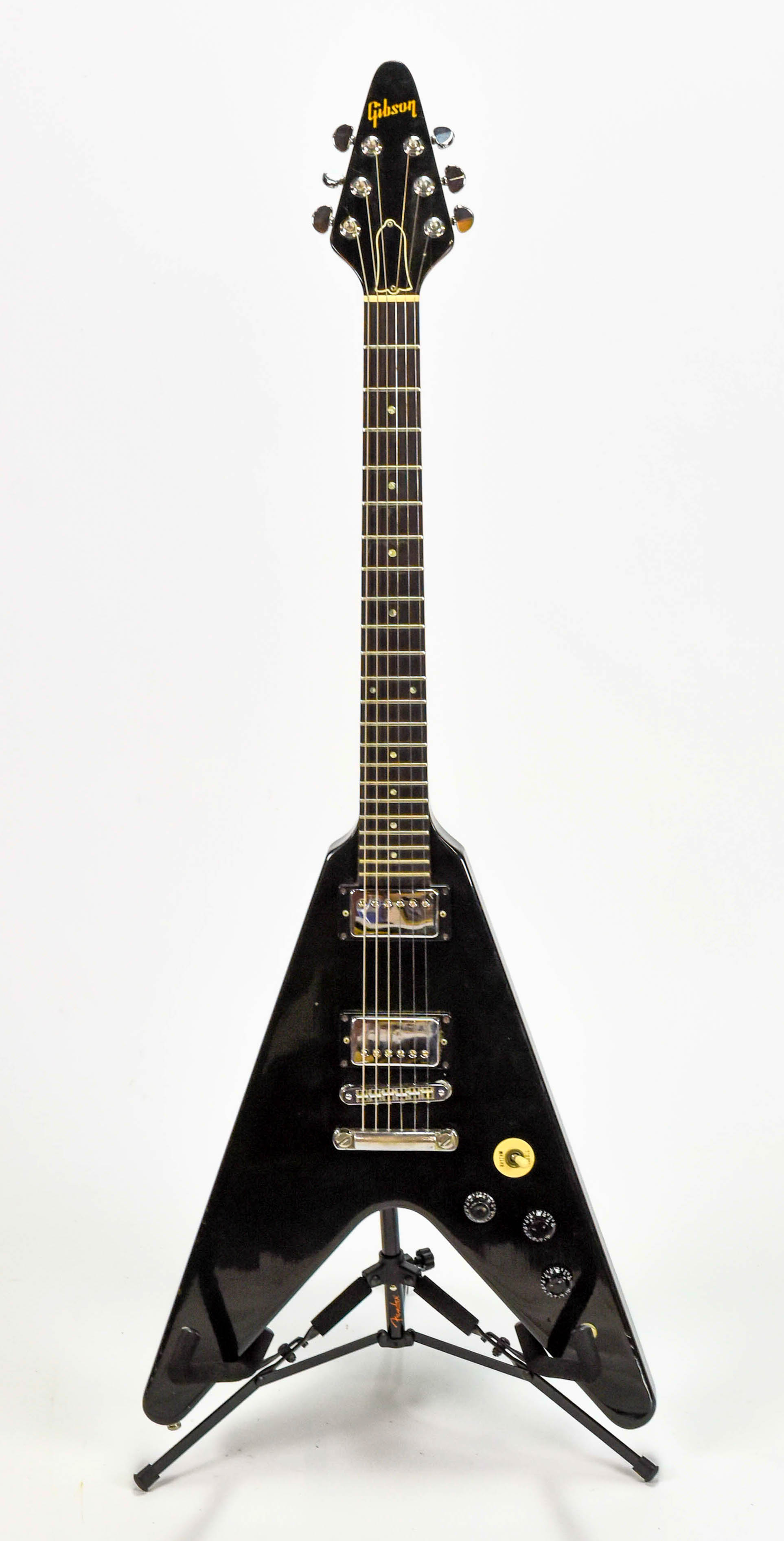 Vintage Black Gibson Flying V Electric Guitar