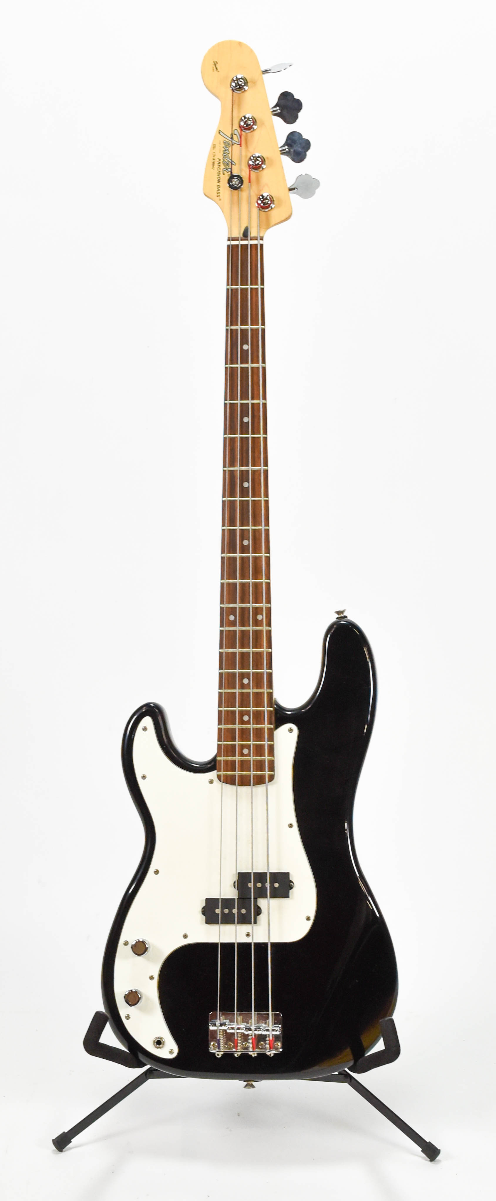 Black Fender Squire Precision Electric Bass Guitar