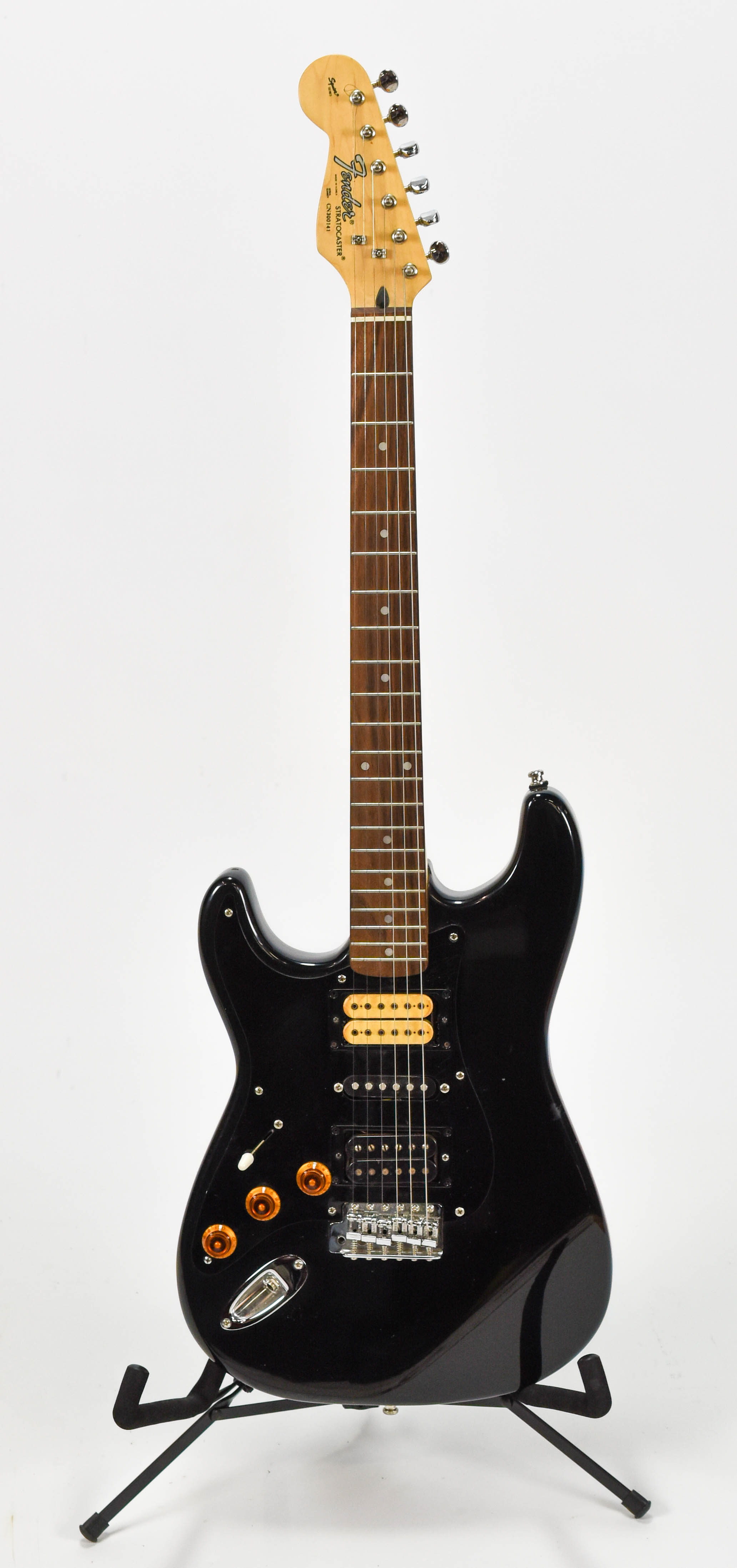 Black Fender Stratocaster Squire Electric Guitar