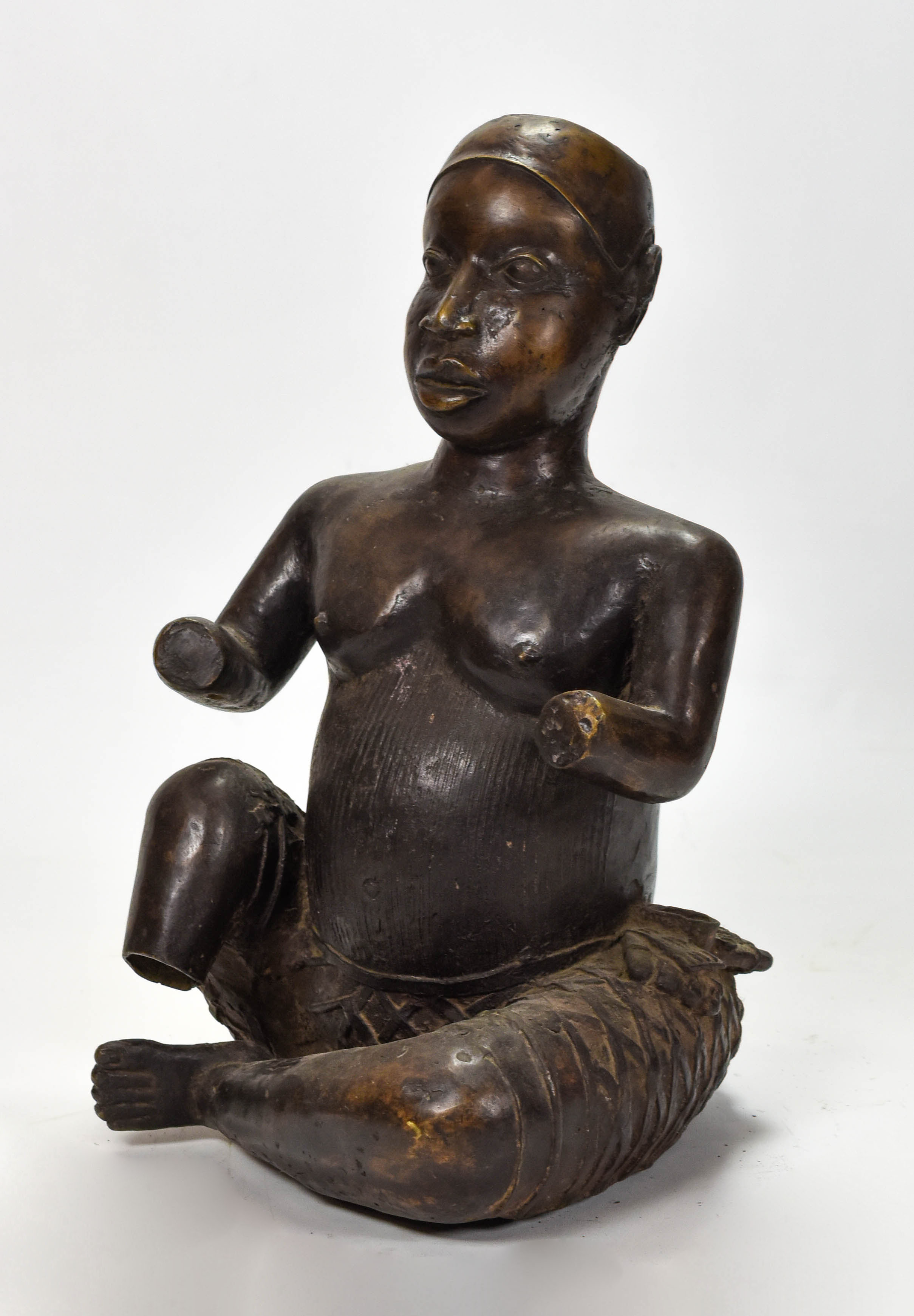 Bronze Ife Seated Male Figure w/Amputated Limbs