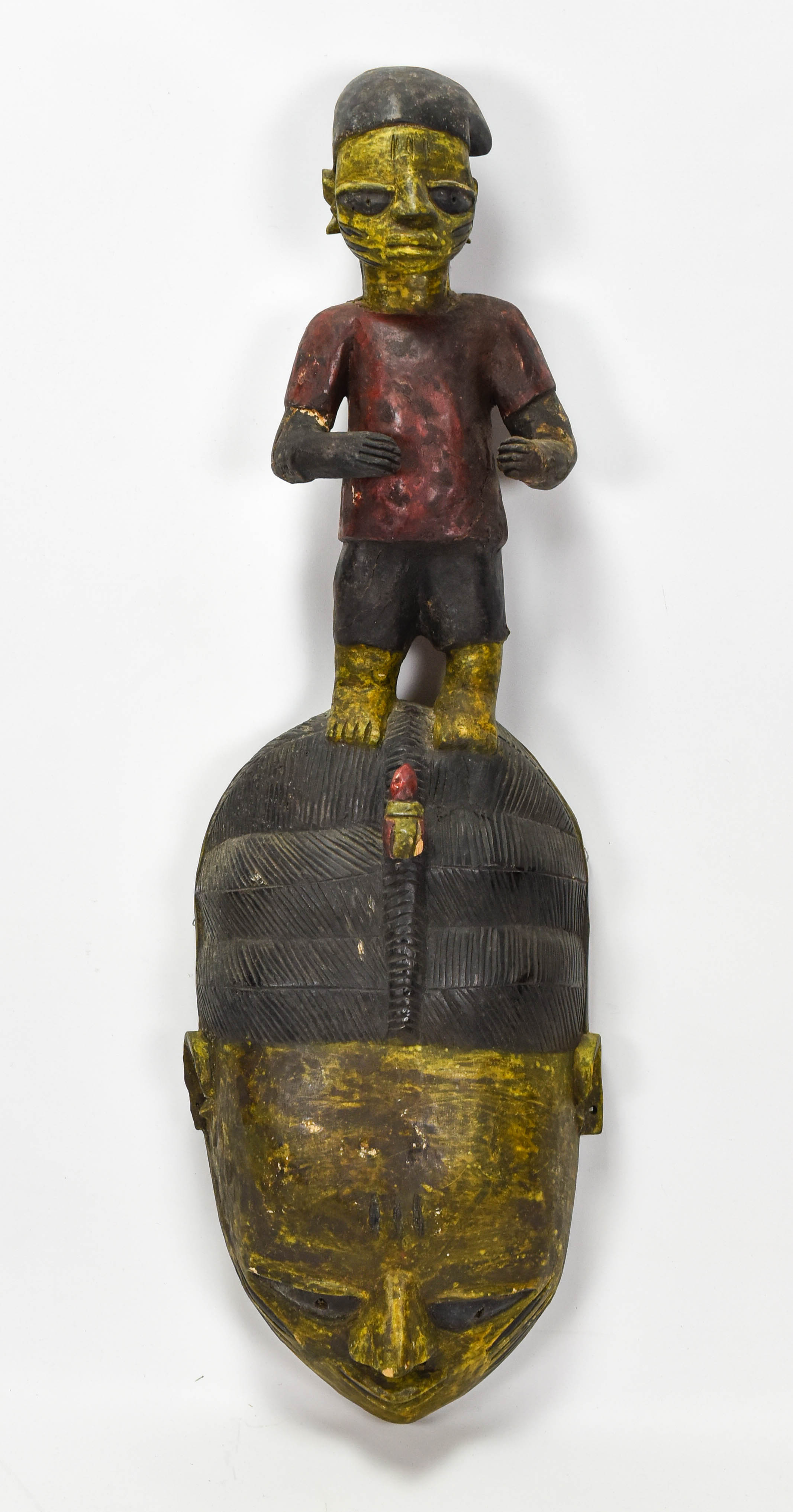 Yoruba Gelede African Tribal Painted Wood Mask