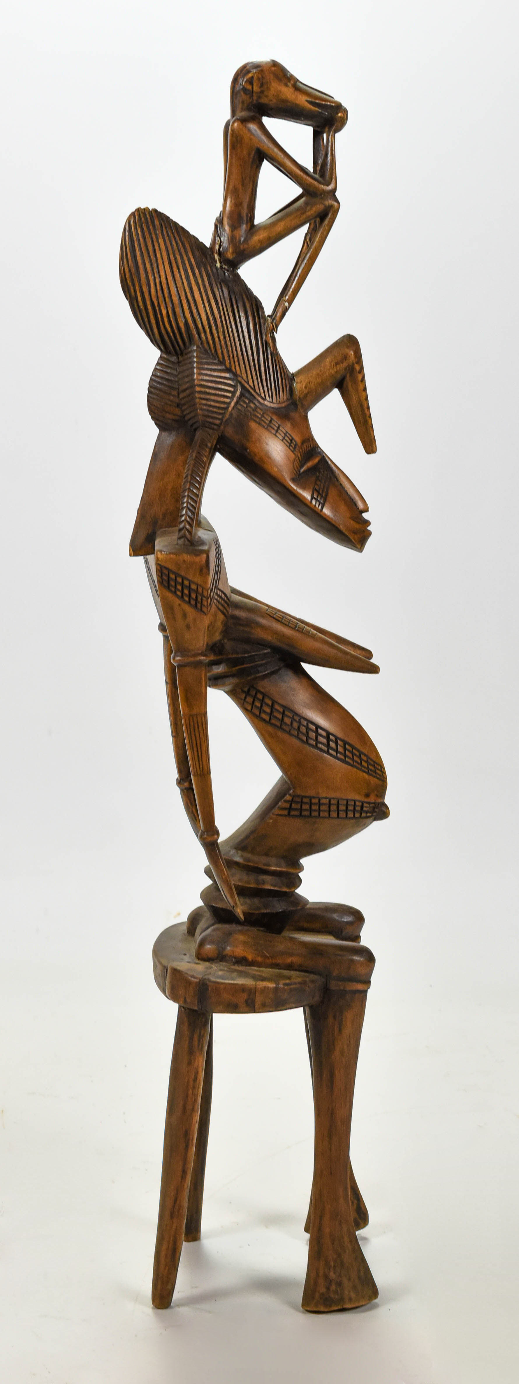 African Carved Wood Fertility Totem Sculpture