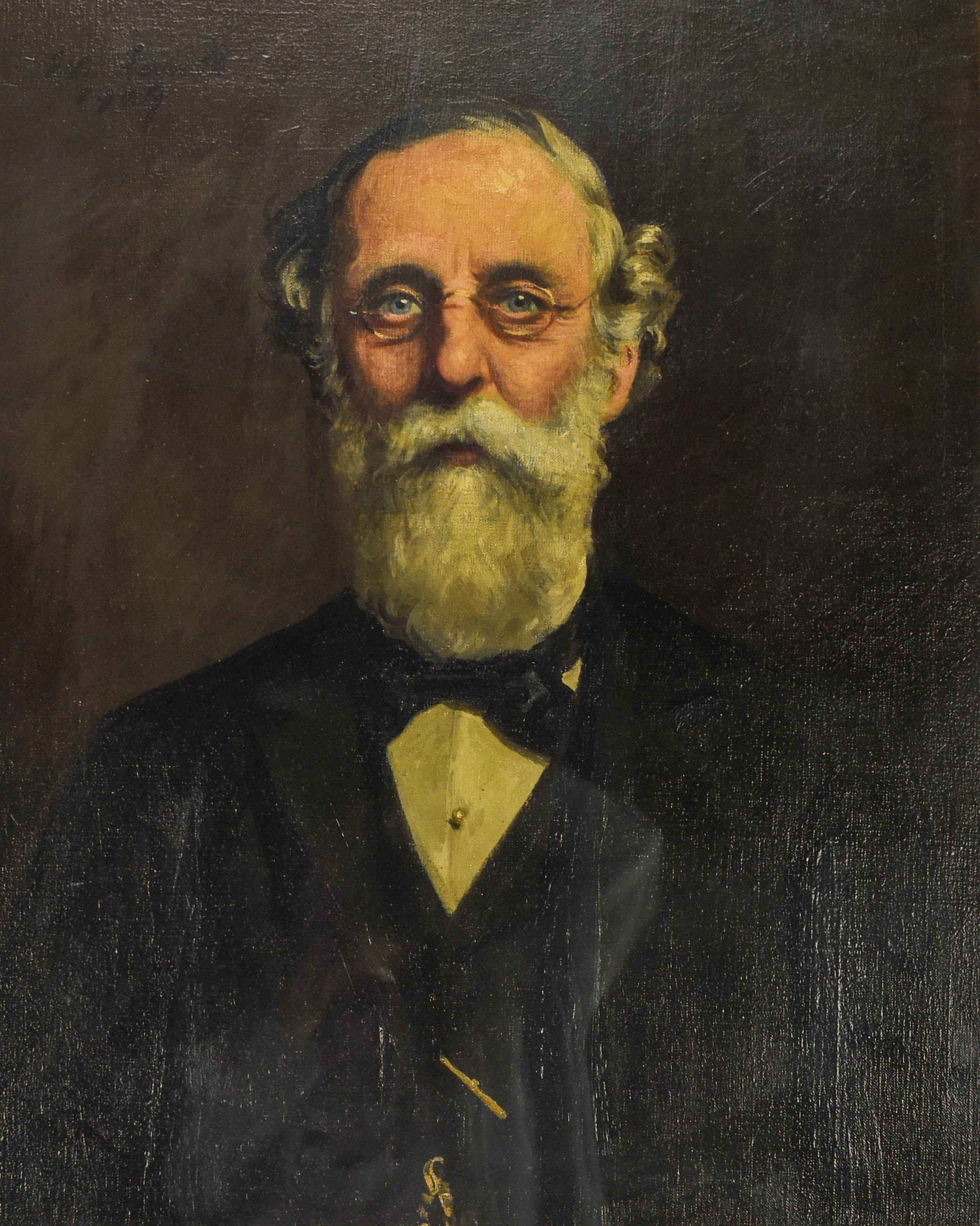 Antique Portrait of Elder Gentleman Oil on Canvas by Ella Emmett