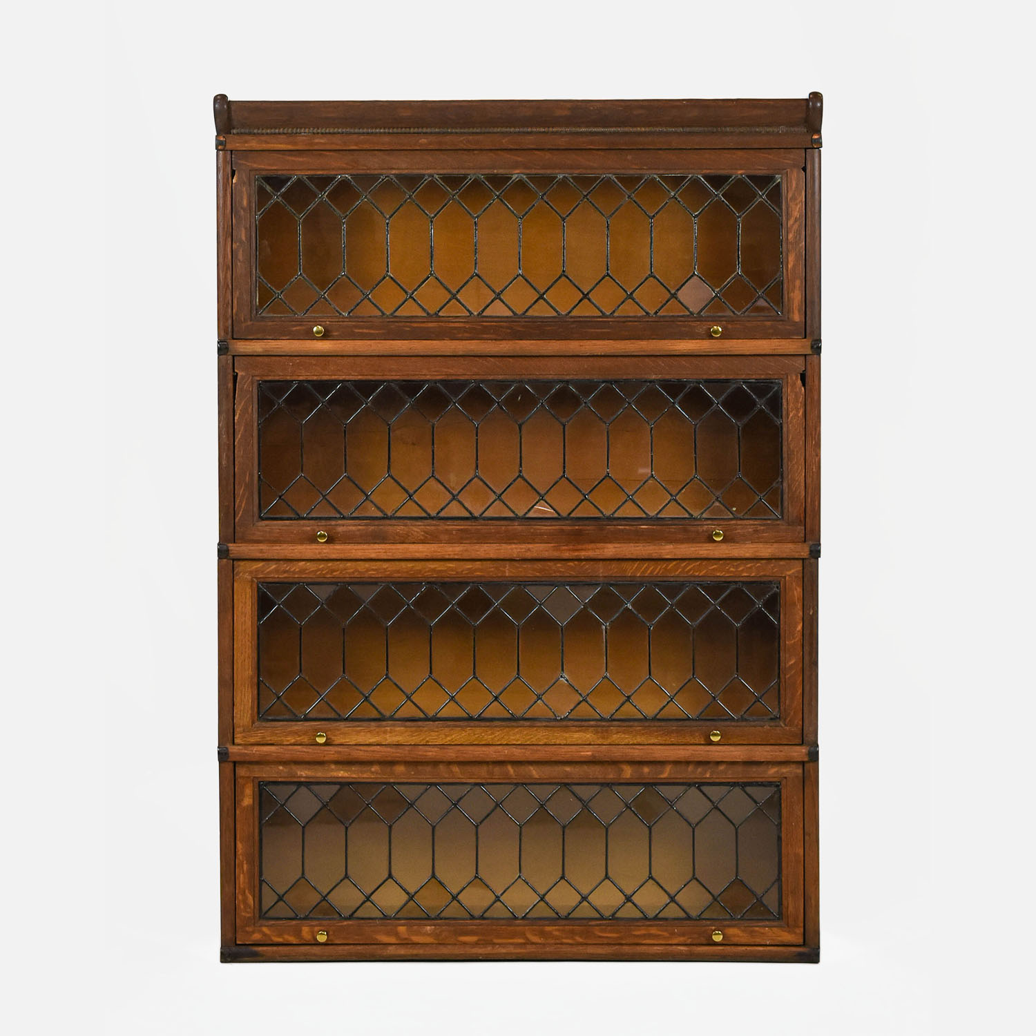 Fine Antique Leaded Glass Barrister Lawyers Bookcase