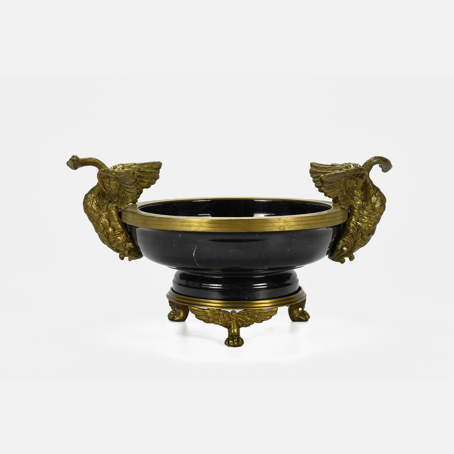 Figural Swan Bronze Mounted Black Marble Center Bowl