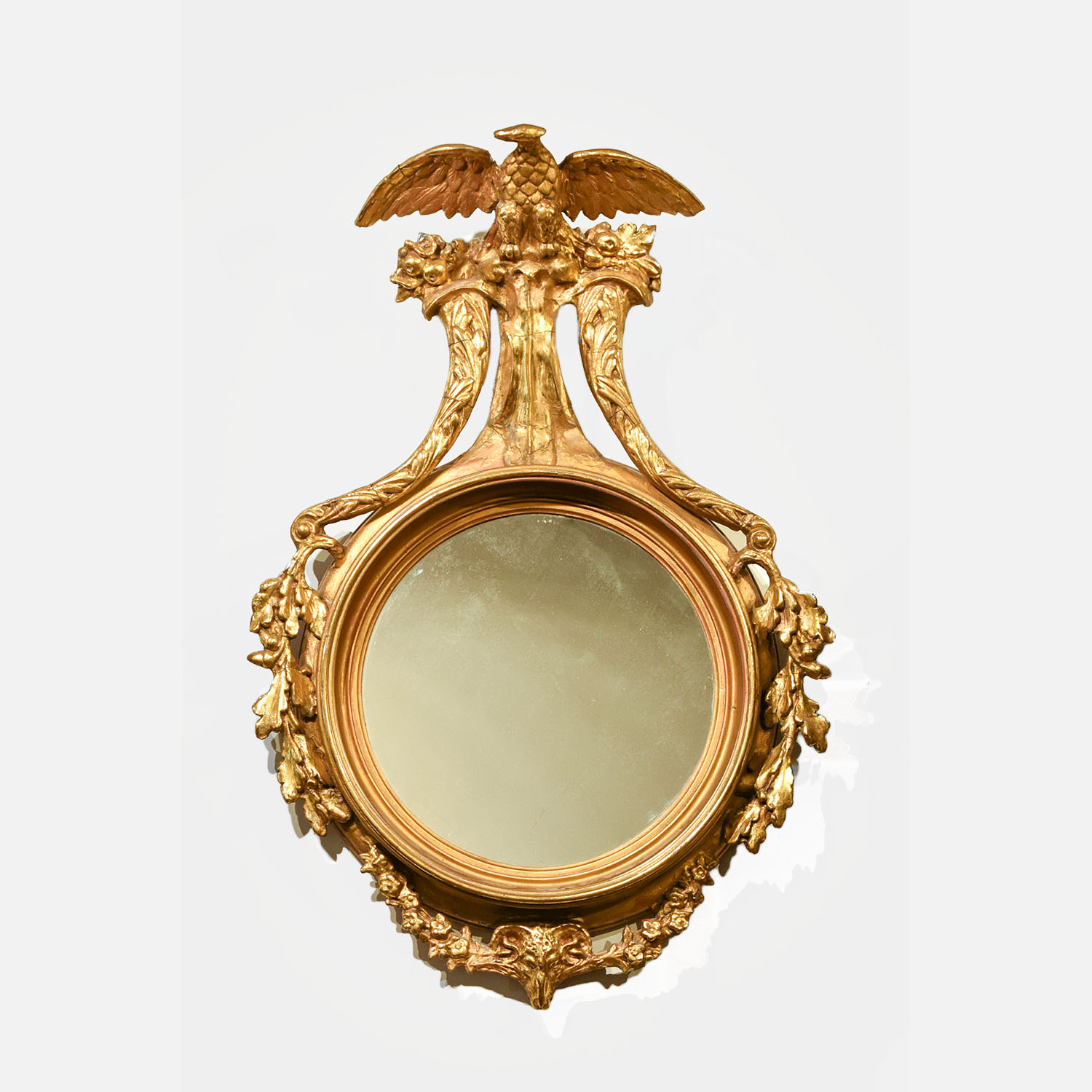 Fine Antique Wood and Gilt Plaster Eagle Wall Mirror