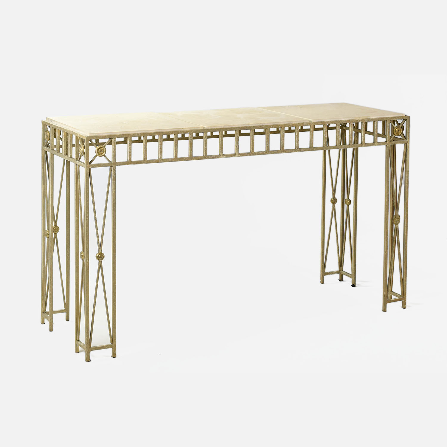 Modern Painted Metal and Marble Console Table