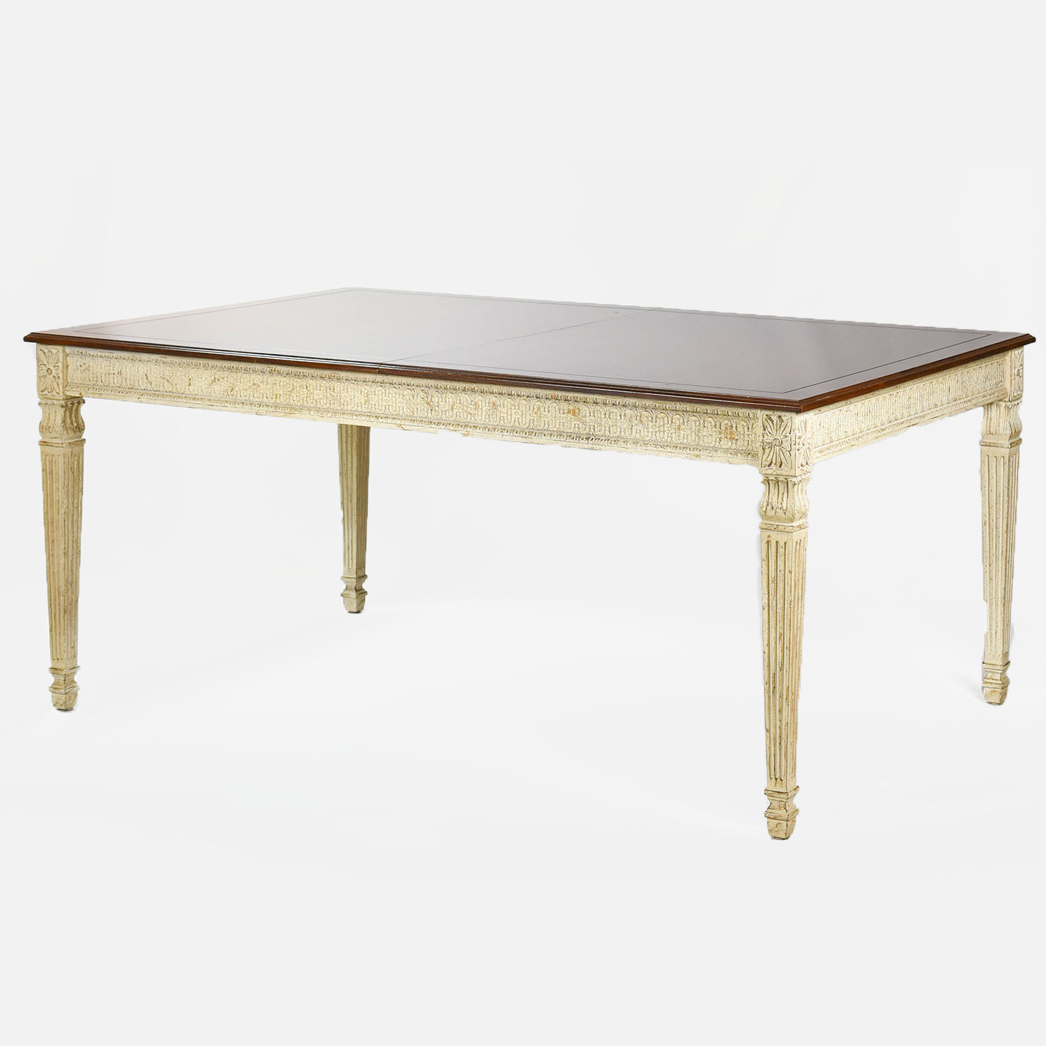 Distressed White Brown Dining Table Maitland Smith