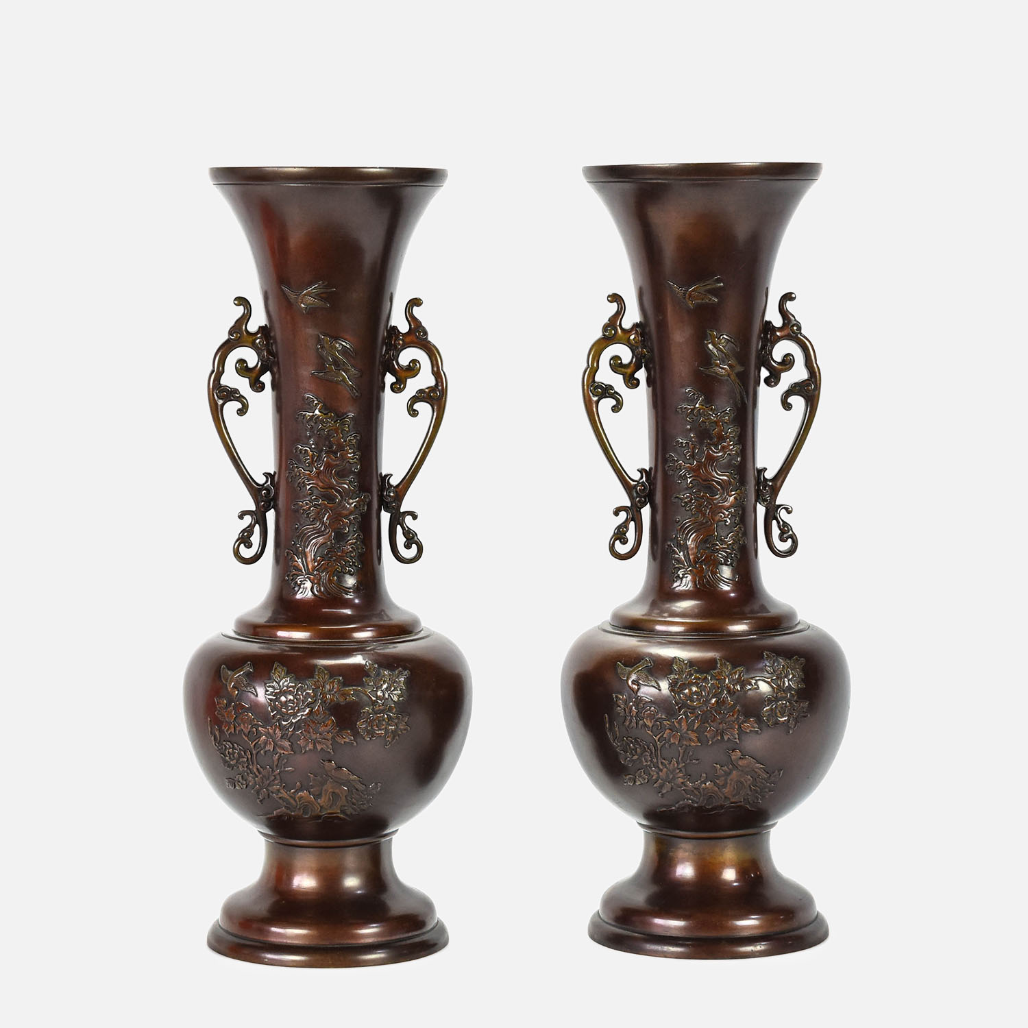 Pair Japanese Meiji Bronze 22