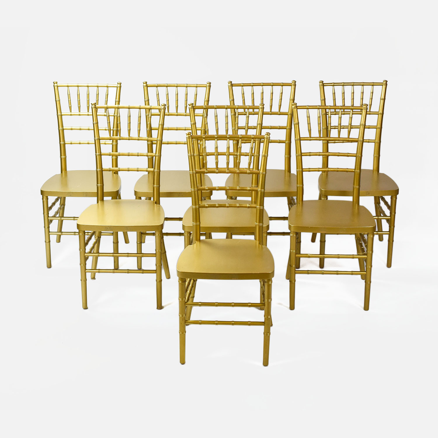 8 Kli Logatec Gold Painted Wood Banquet Chairs