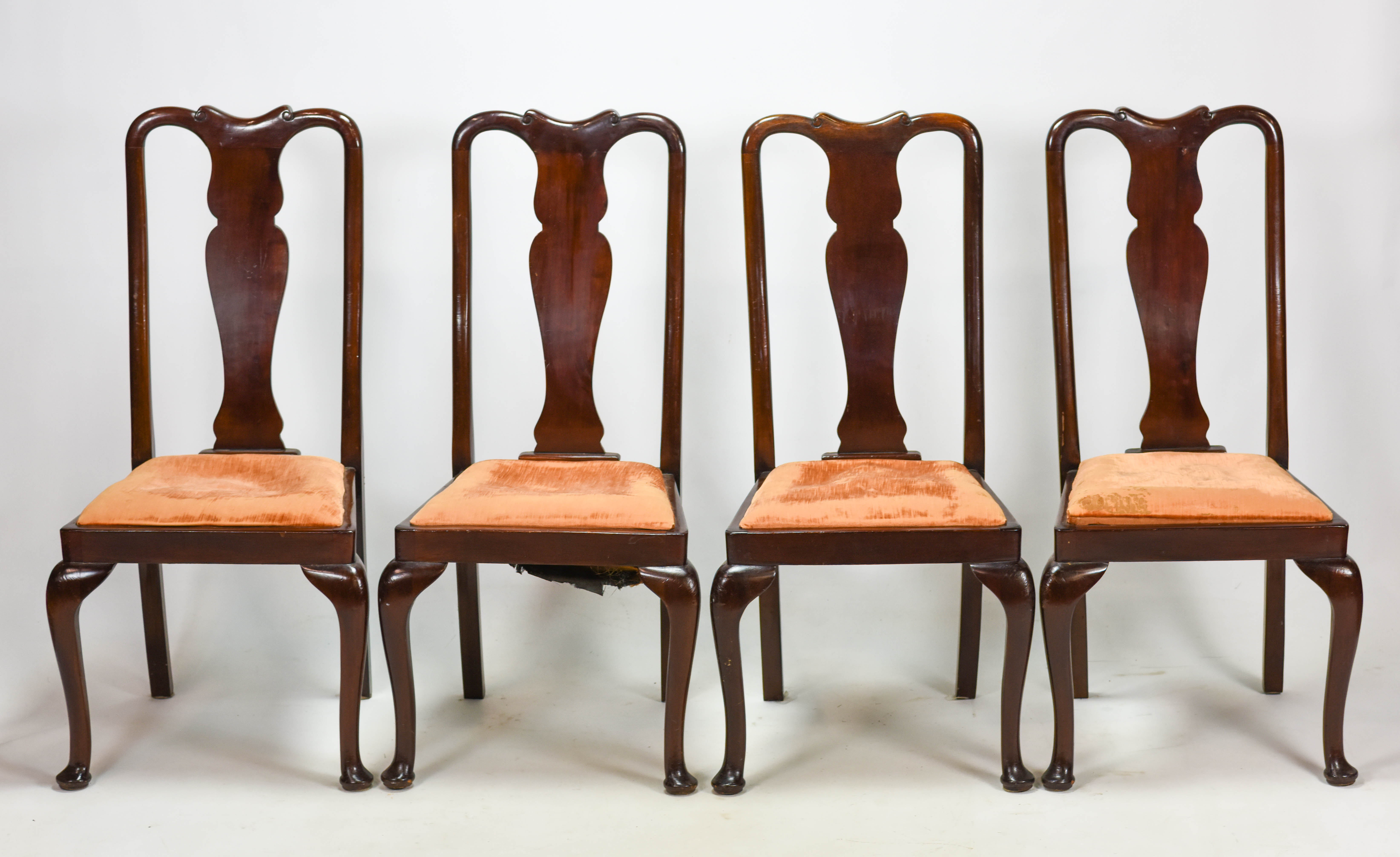 Set of Four Queen Ann Mahagony Dining Chairs