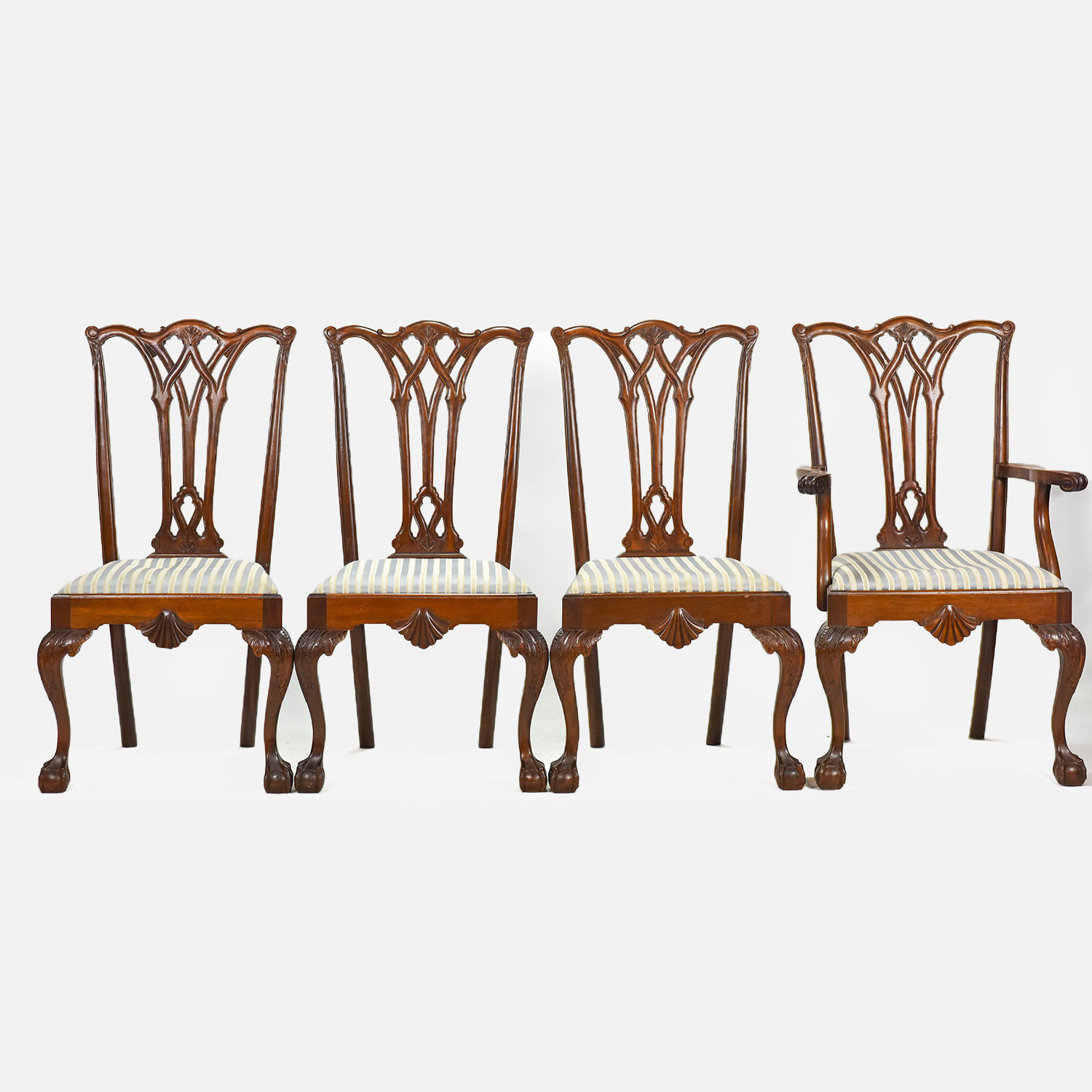 ca.1950s Well Carved Chippendale Mahogany Armchairs